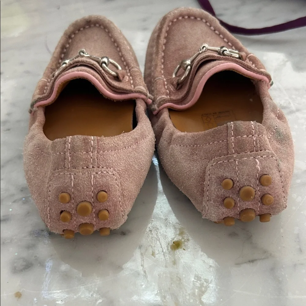 GUCCI Baby Pink Suede Kids Loafers Sz 25